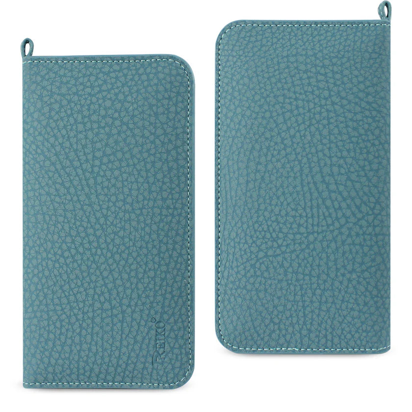 REIKO UNIVERSAL WALLET PHONE CASE WITH SIDE POCKETS AND MAGNETIC FLAP FOR SAMSUNG NOTE 5 (6.180X3.15X0.45 INCHES) IN NAVY (FC33-623205NV)